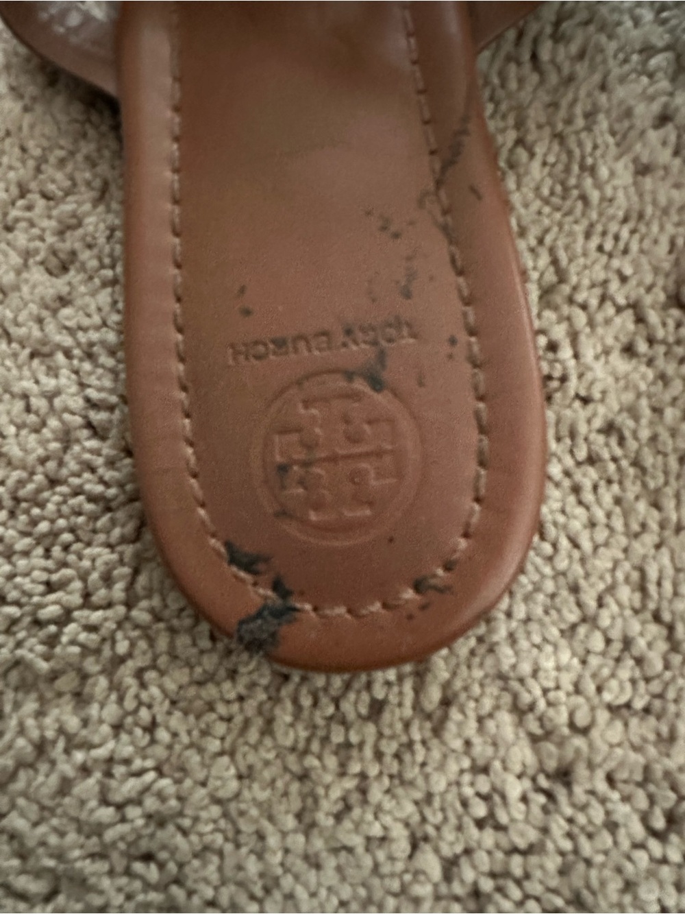 Tory Burch Brown Leather Logo Thong Sandal - Picture 2 of 3